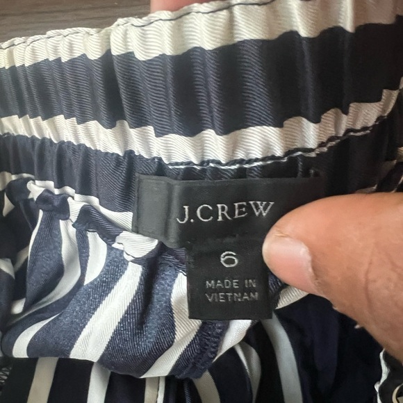 J Crew Pull-on crop pant in stripe Pant Navy Blue White - Picture 6 of 8